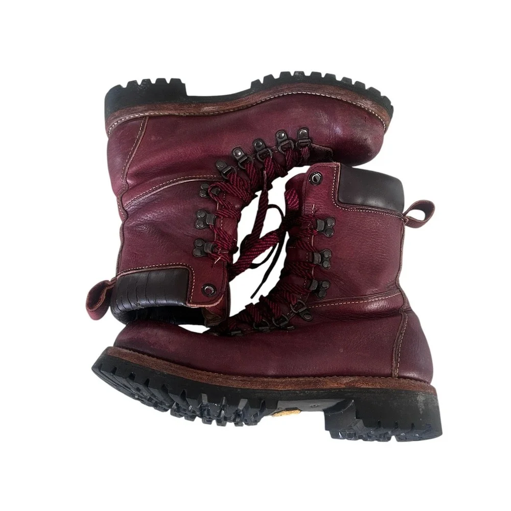 Vintage Burgundy Leather Thinsulate Hiking Boots Vibram Sole‎ Made in USA 7.5
